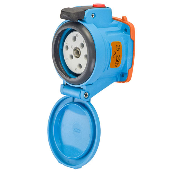 63-34077-972 - DSN30 RECEPTACLE POLY BLUE SIZE 2 TYPE 4X IP 69 3P+N+G 30A 125/250 VAC 60 Hz +2 AUX